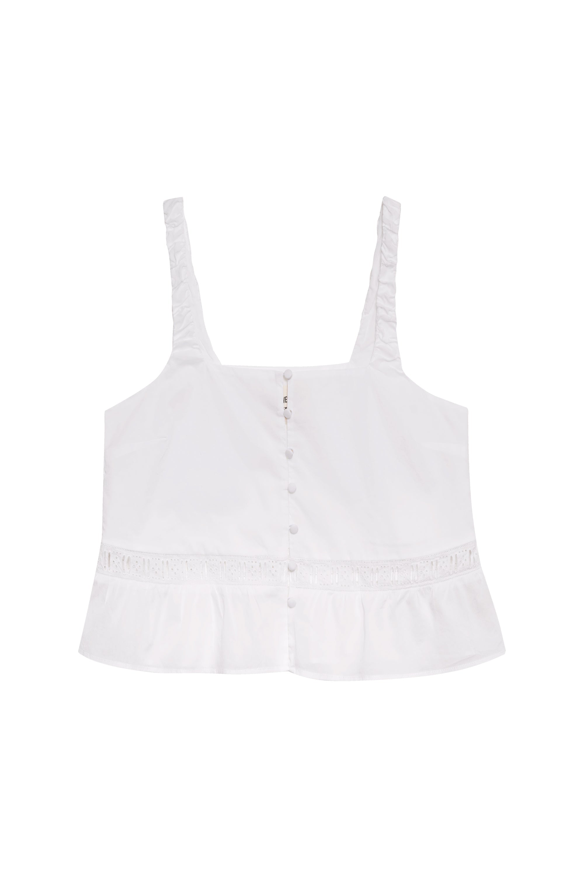 Airy Poplin Buttoned Top - White