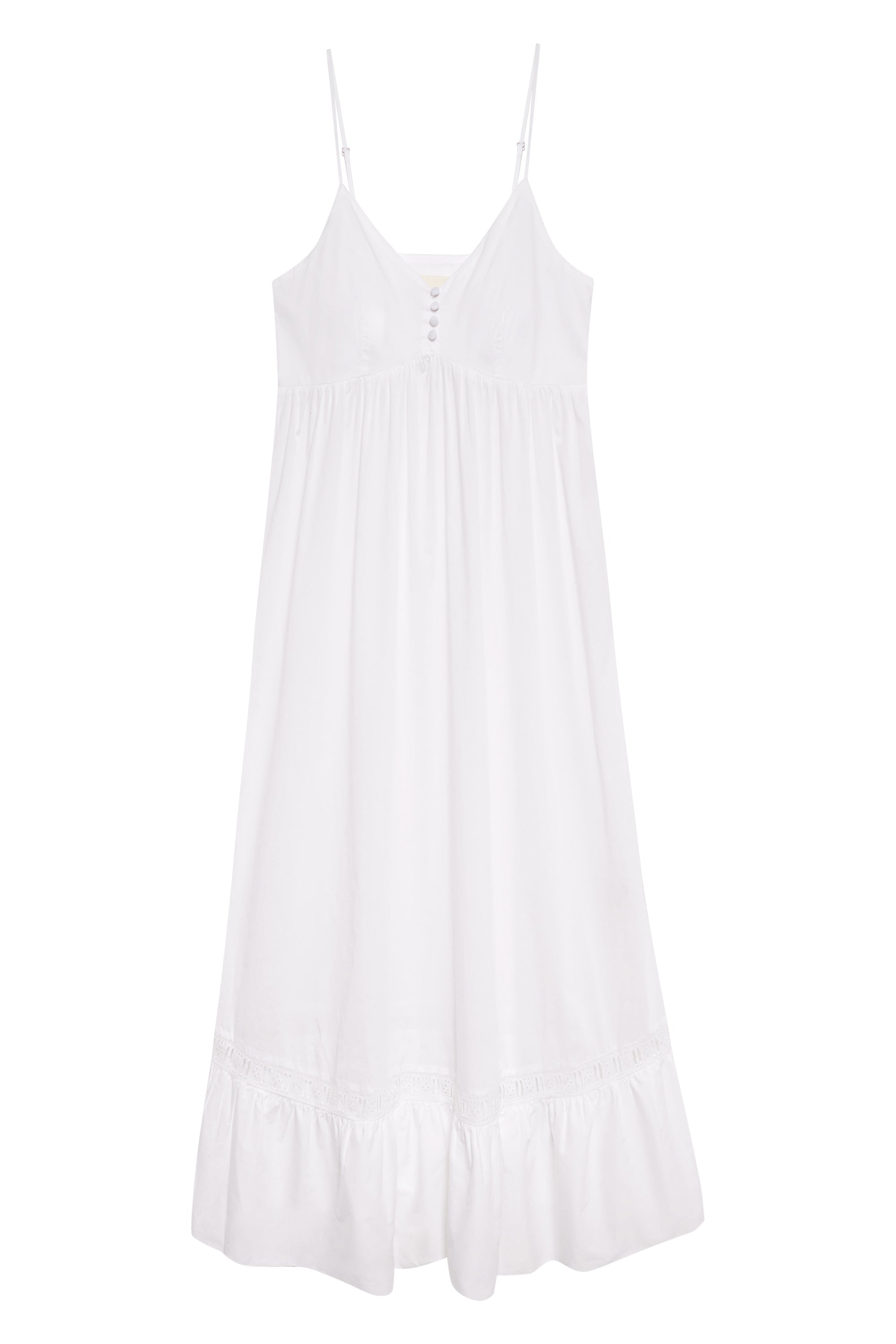 Airy Poplin Midi Dress  - White