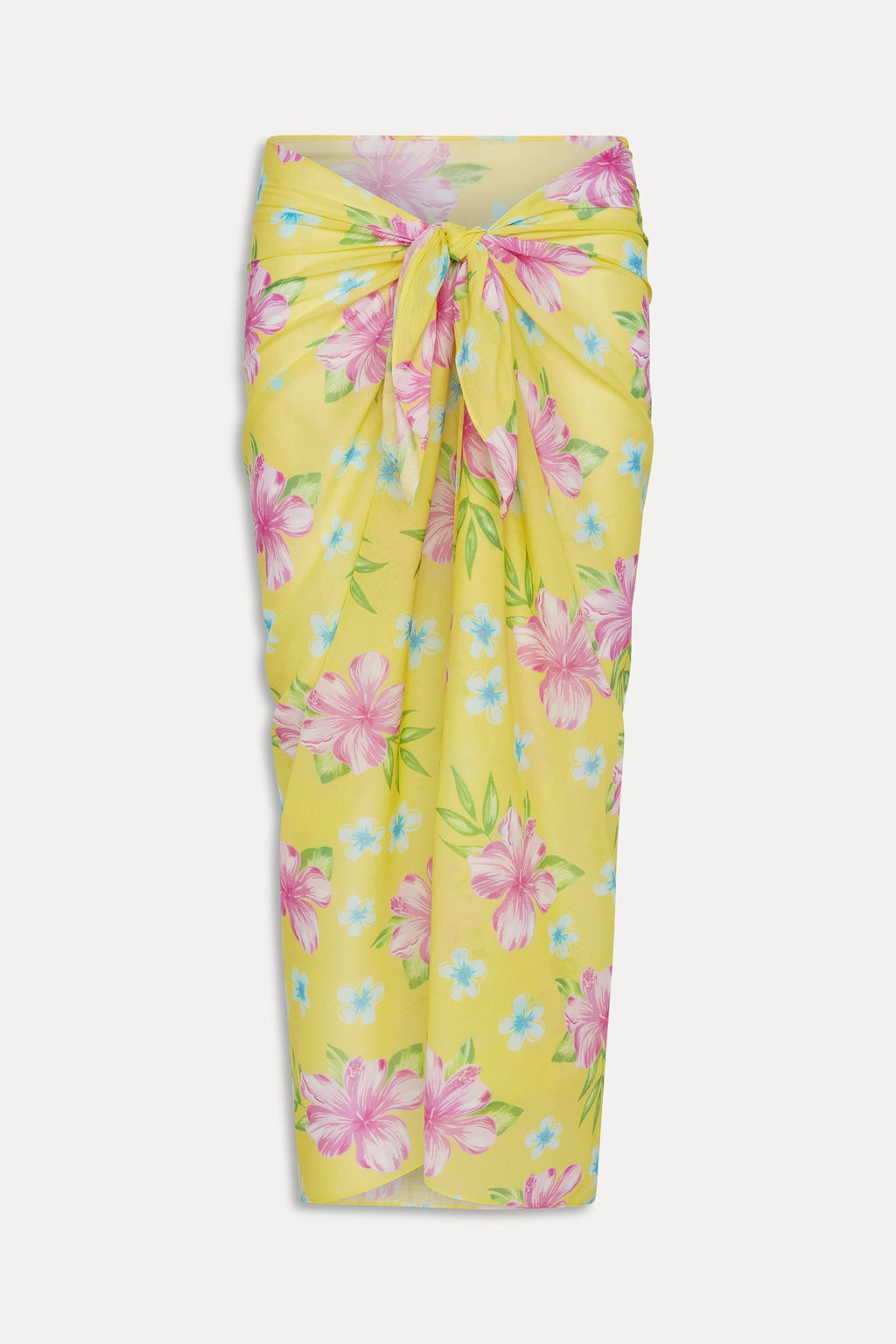 Alessia Floral Cotton Sarong - Hibiscus Lemonade