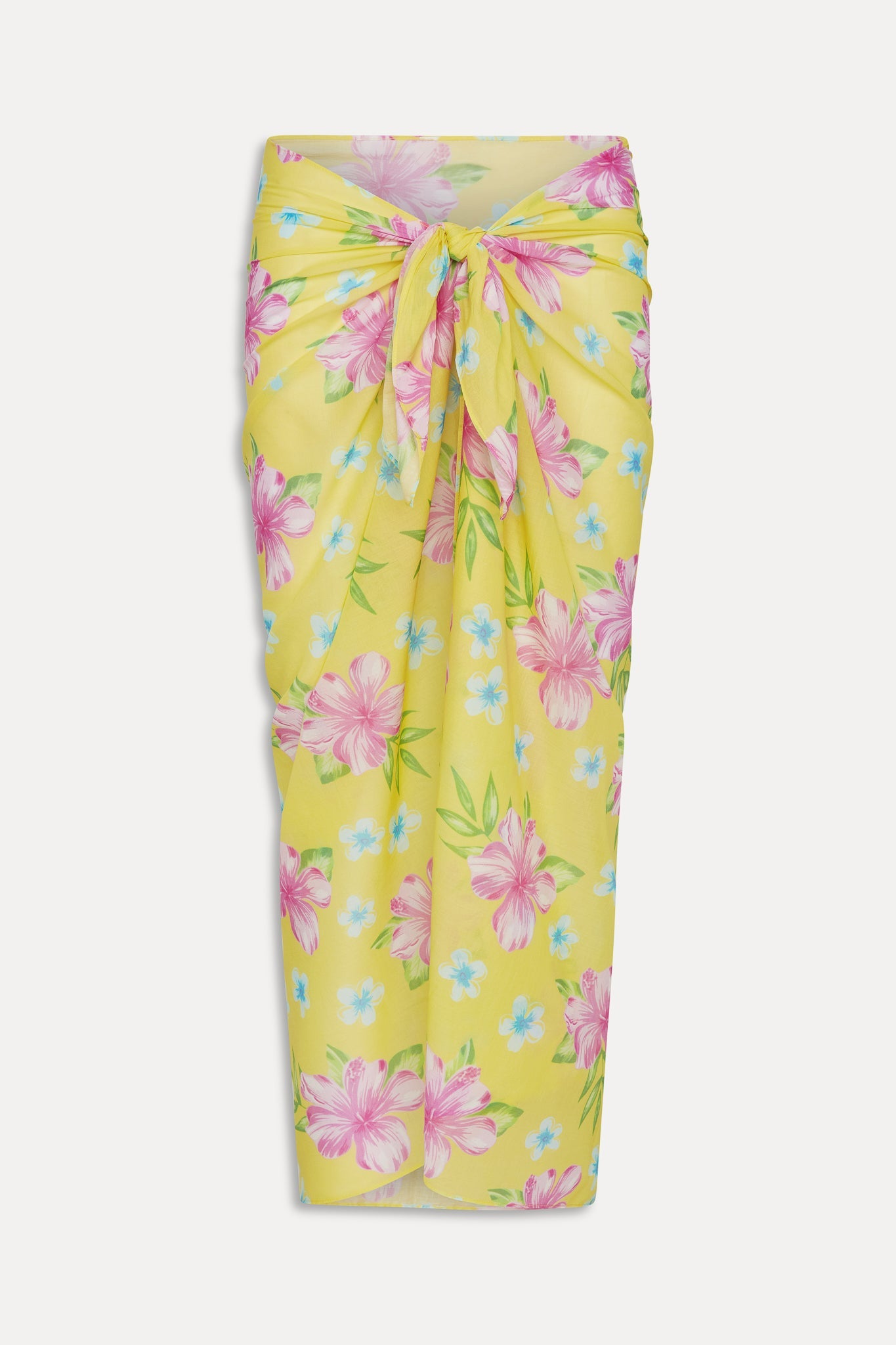 Alessia Floral Cotton Sarong - Hibiscus Lemonade