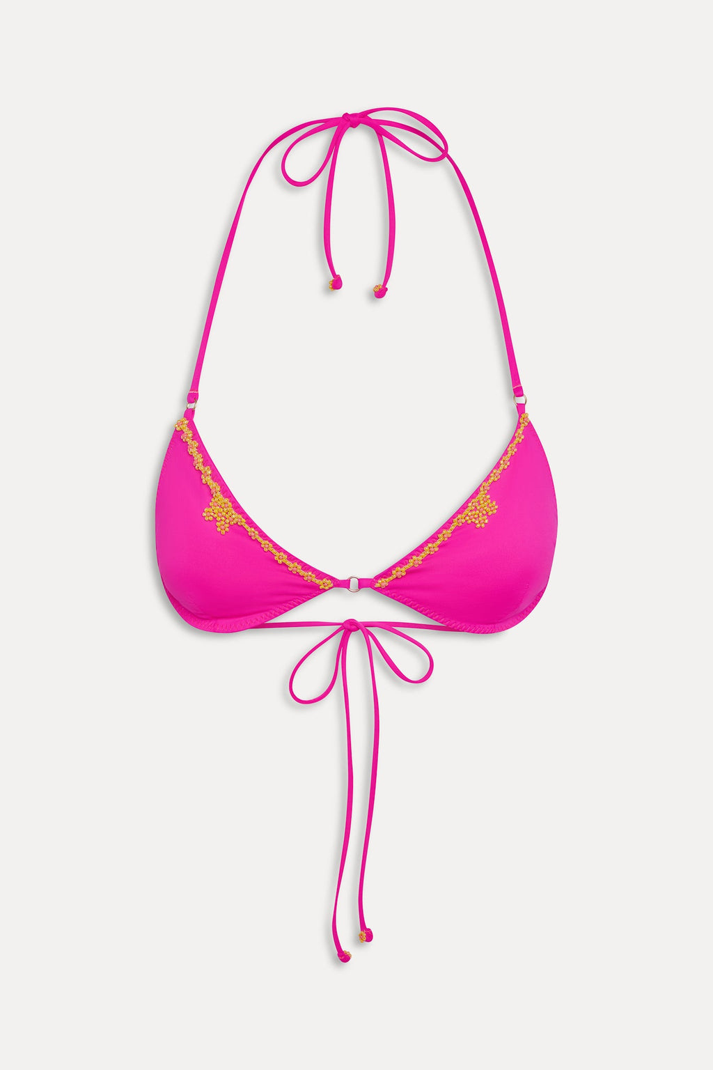 Amore Beaded Halter Bikini Top - Sea Star Pink