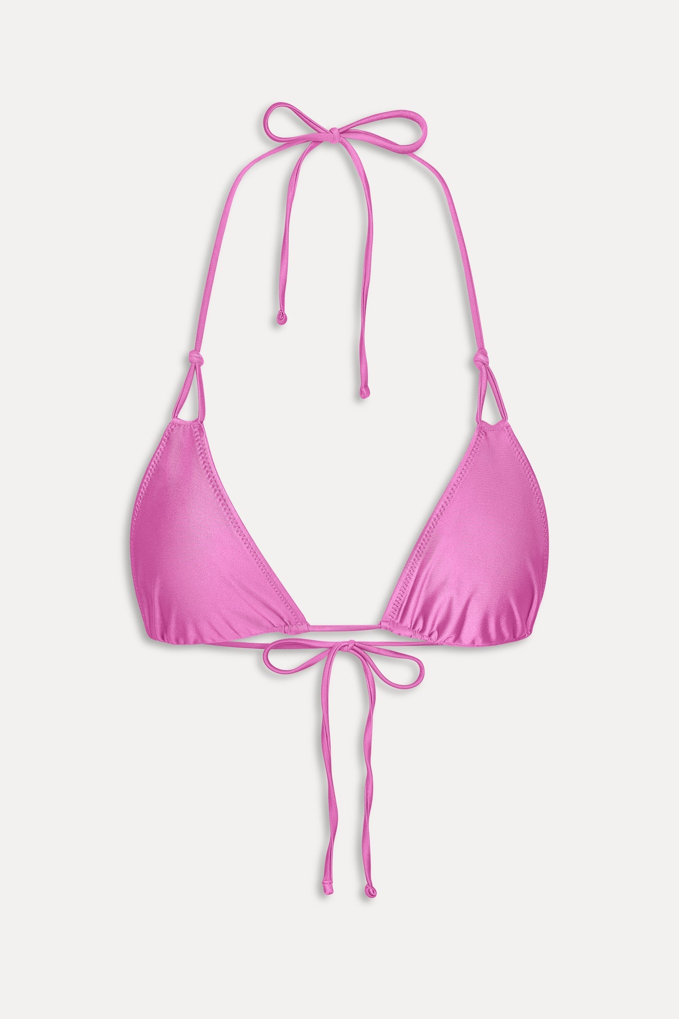 Ari Satin Triangle Bikini Top - Capri Pink