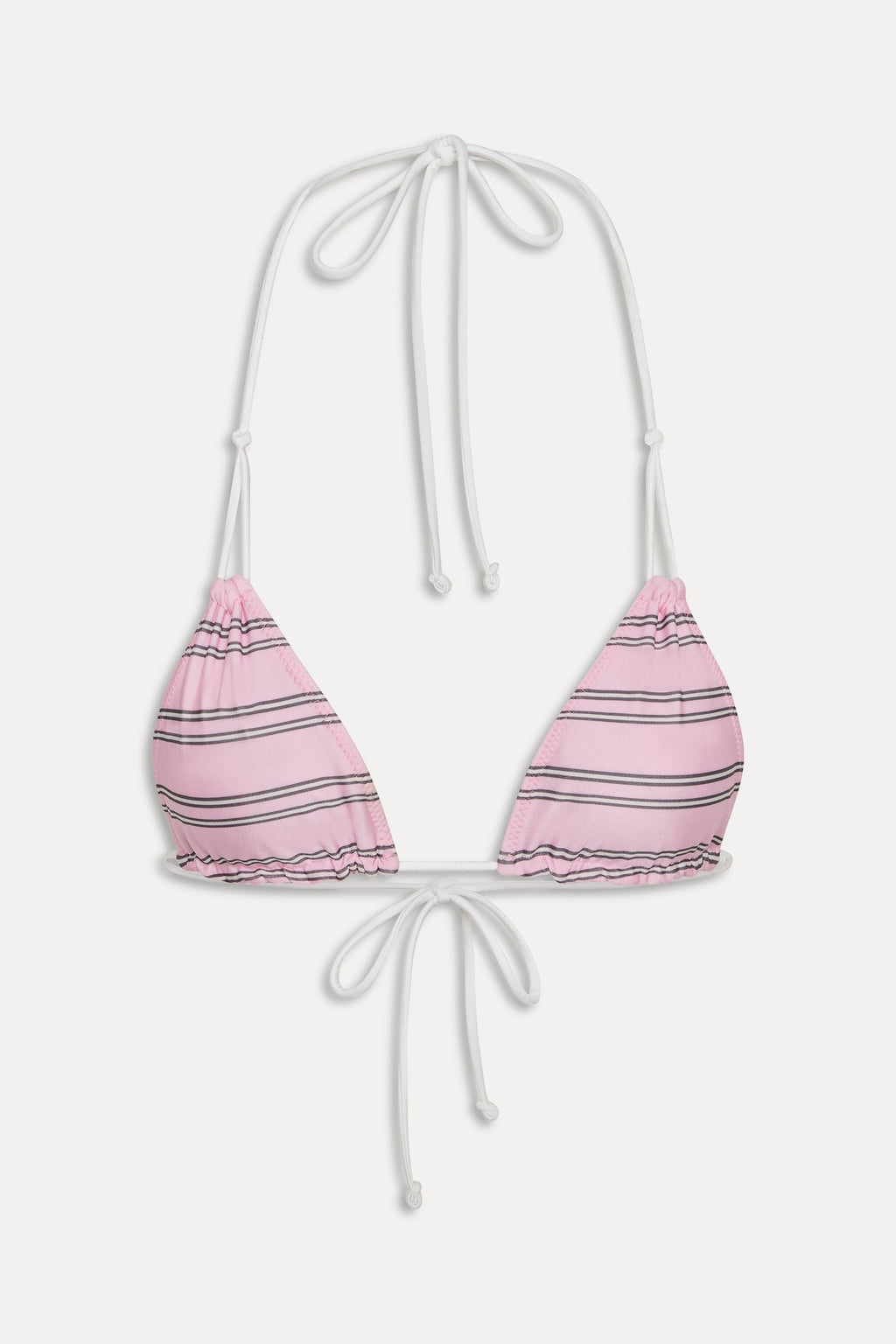 Ari Reversible Satin Bikini Top - Pink Stripe