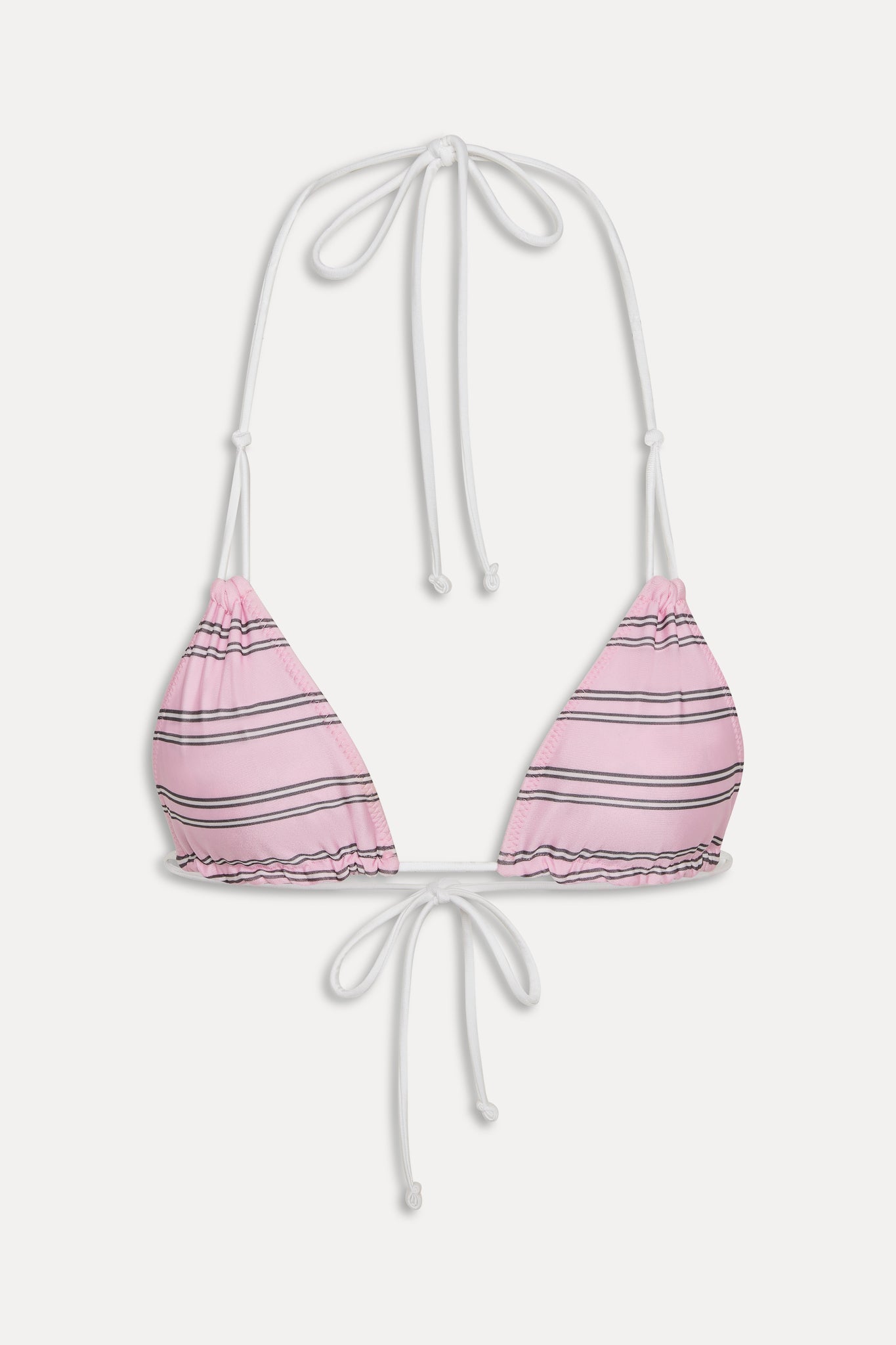 Ari Reversible Satin Bikini Top - Pink Stripe