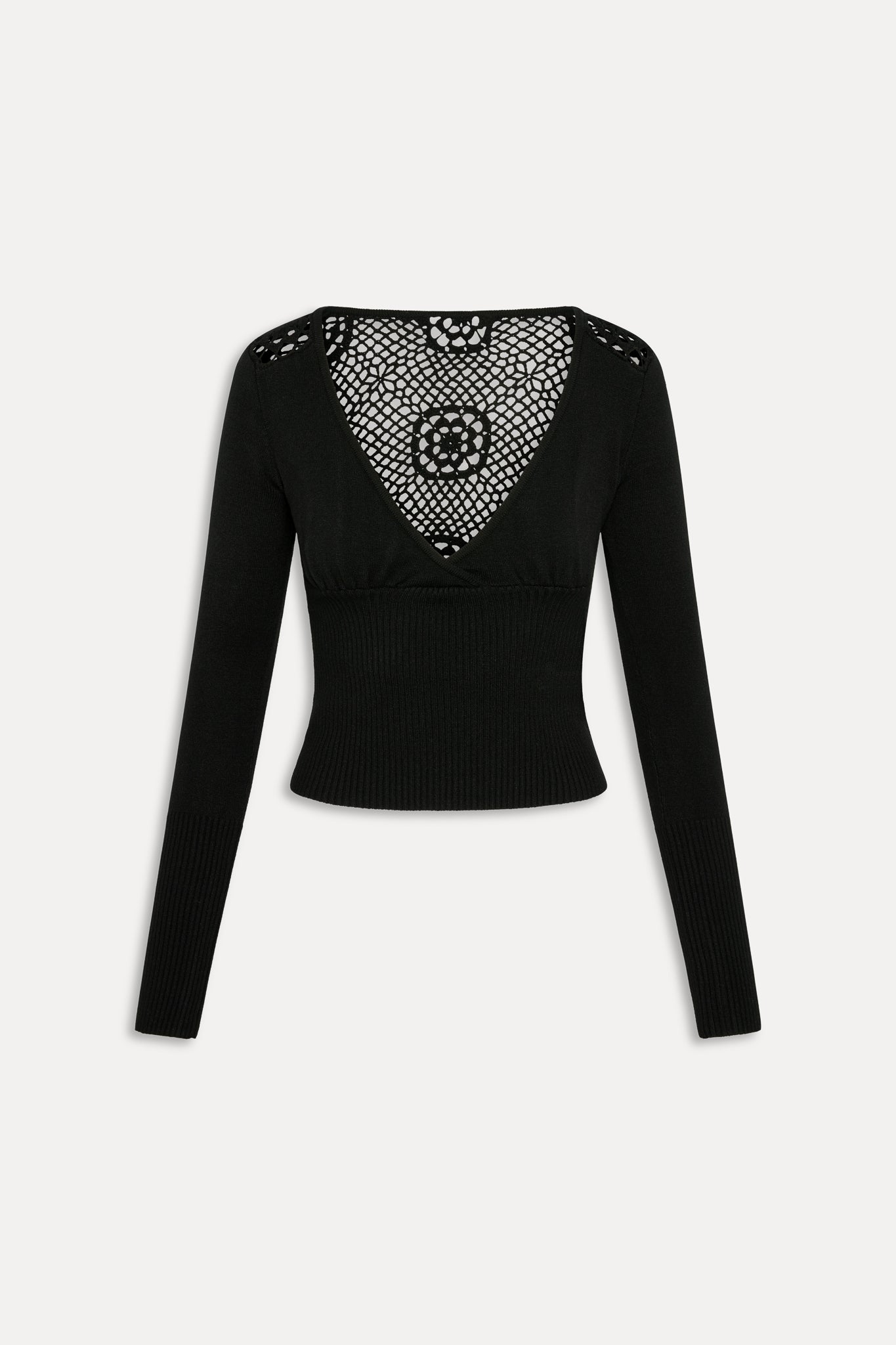 Arlo Crochet Knit Sweater - Black