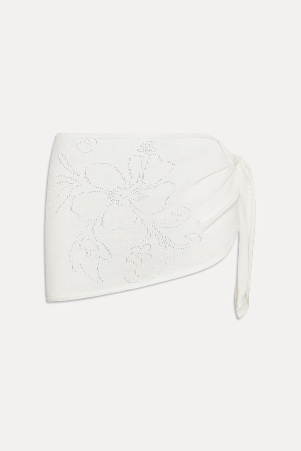 Atlas Knit Mini Skirt - White Hibiscus
