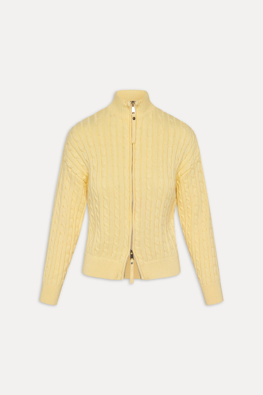 Bea Cable Knit Zip Up Sweater - Vanilla Sugar
