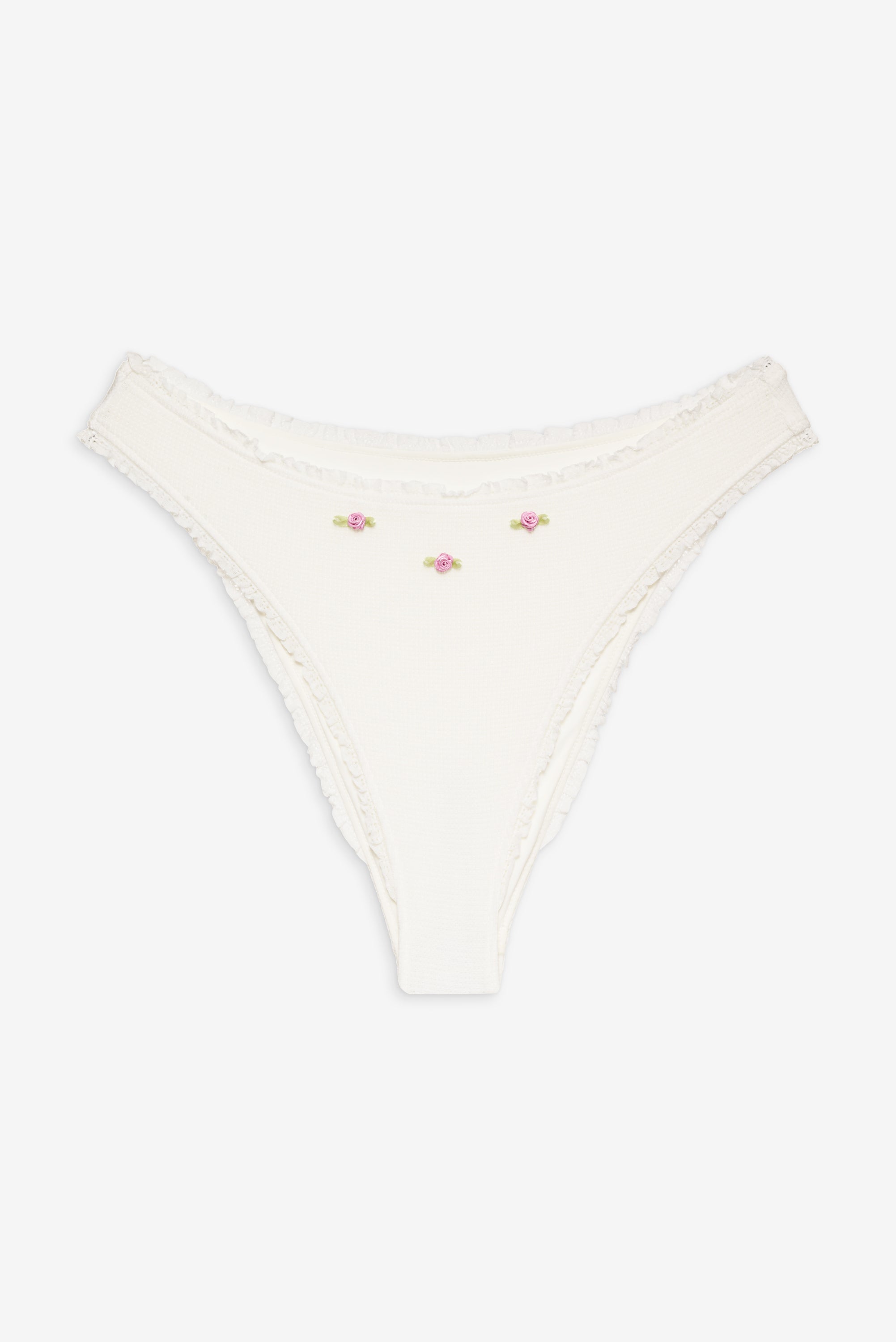 Beck High Waisted Bikini Bottom - White