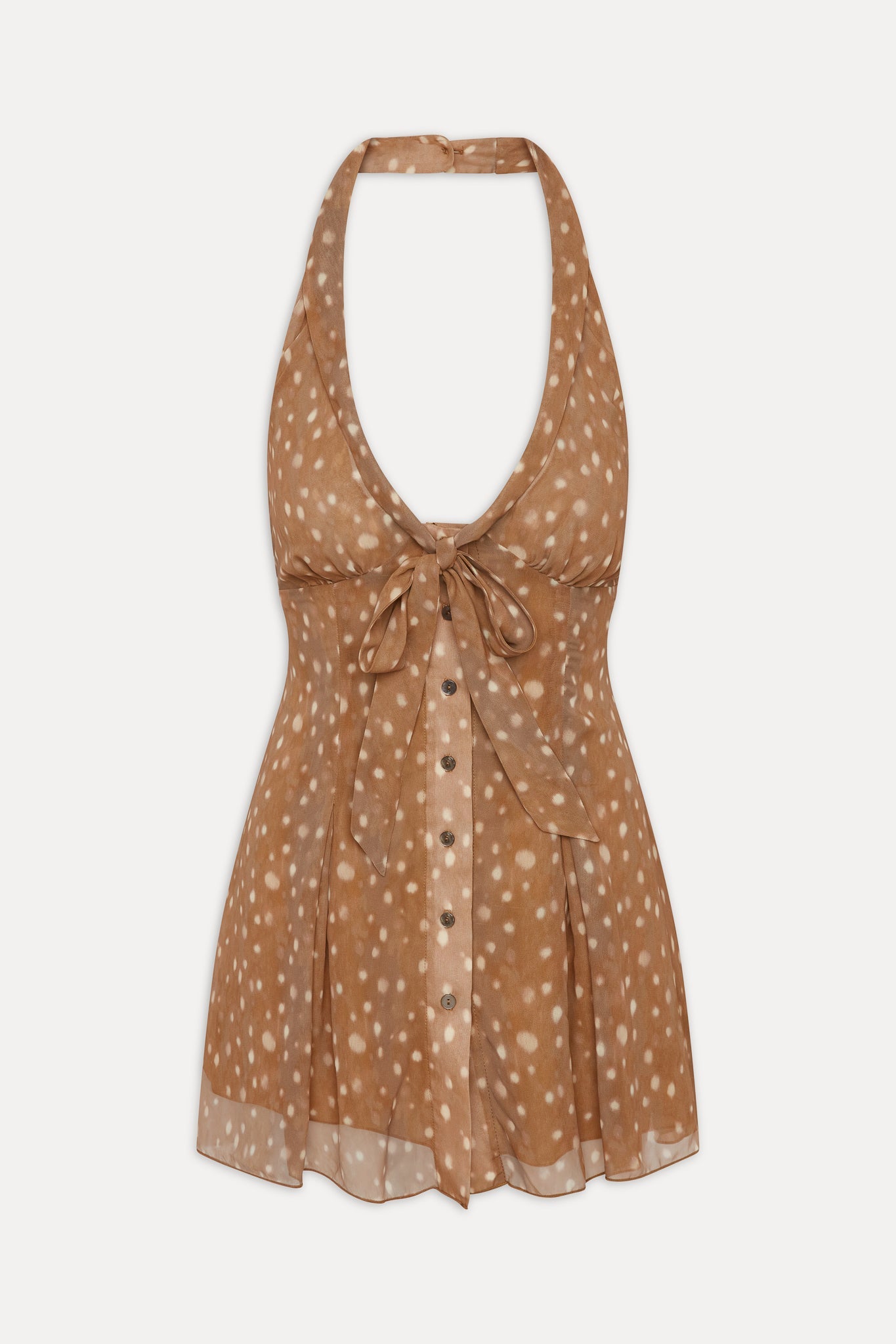 Bloom Button Up Mini Dress - Fawn