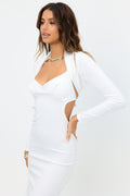 Allegra Terry Long Sleeve Bolero - White