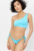 Barb Shine One Shoulder Bikini Top - Aquamarine