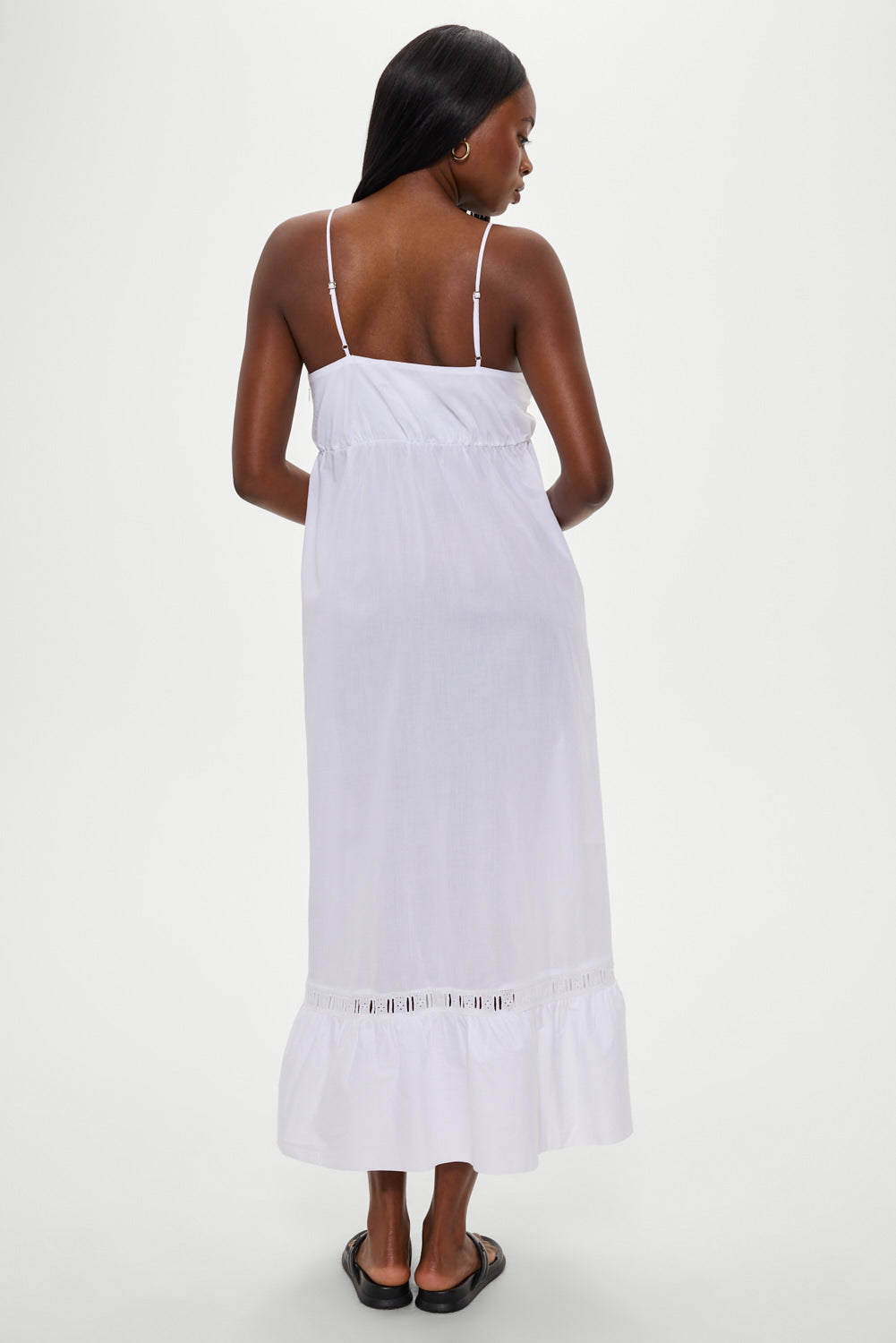 Airy Poplin Midi Dress  - White