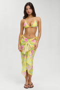 Alessia Floral Cotton Sarong - Hibiscus Lemonade