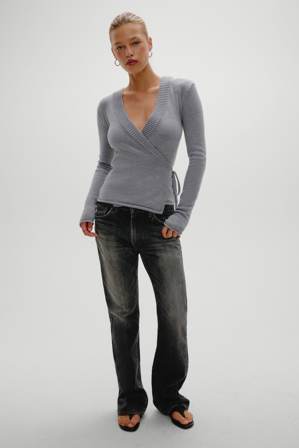 Angel Baby Wrap Knit Sweater - Cloud Cover