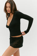 Arlo Crochet Knit Sweater - Black