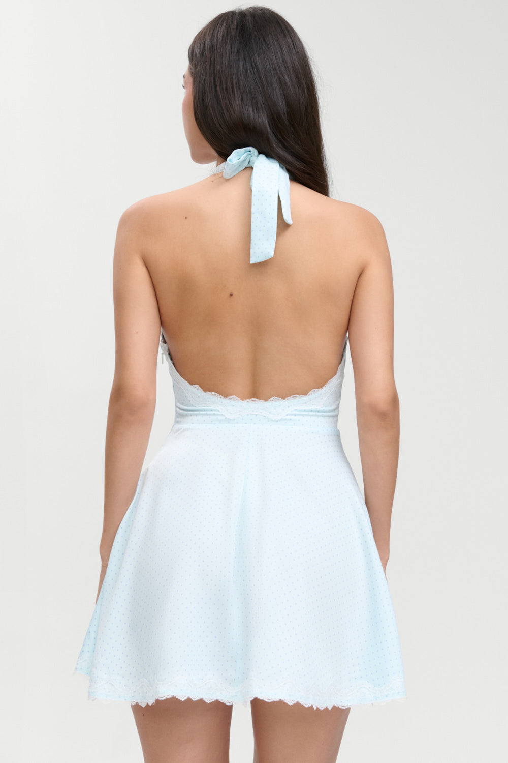 Audrey Satin Mini Dress - Sweet Pea Blue