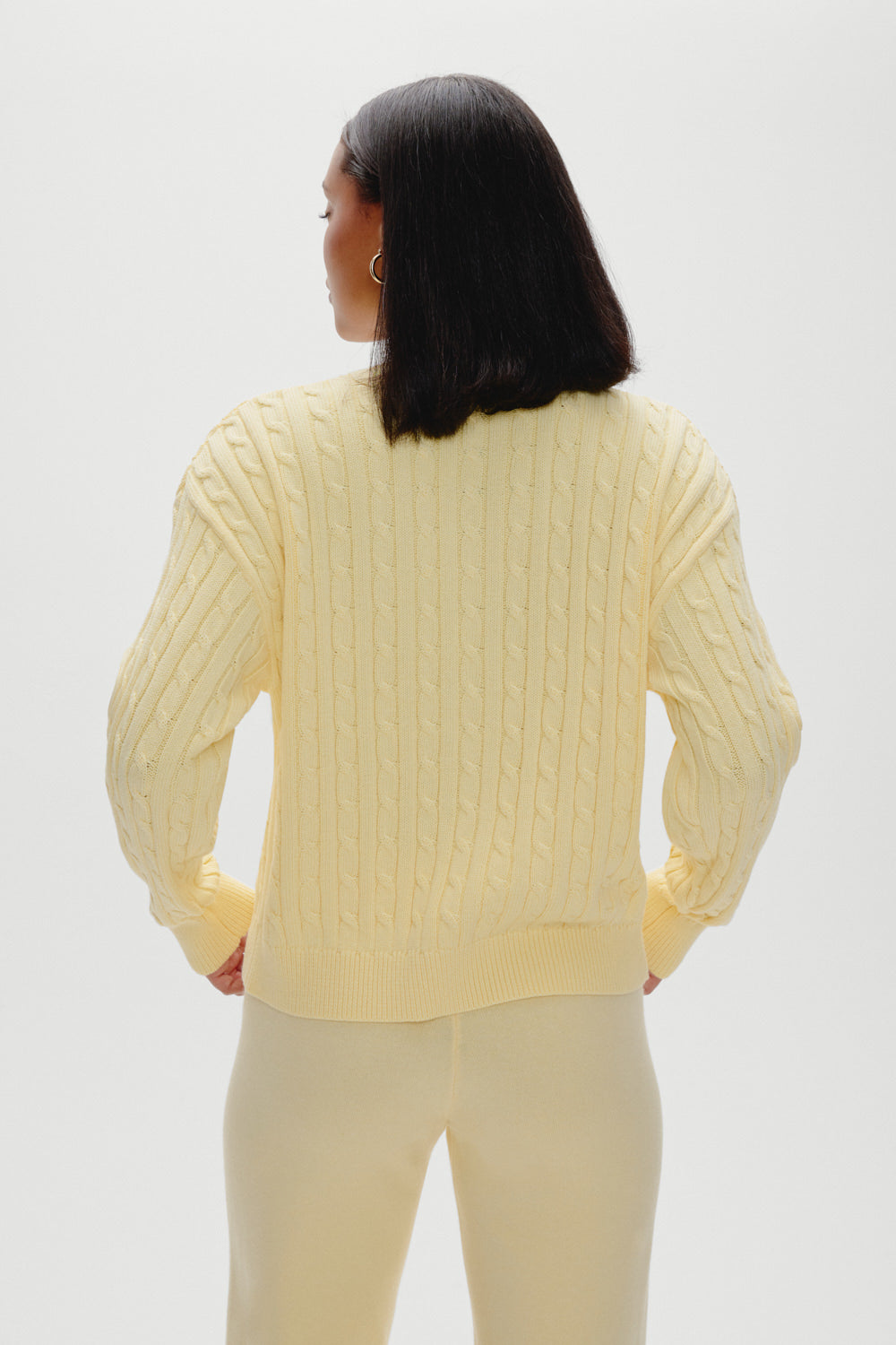 Bea Cable Knit Zip Up Sweater - Vanilla Sugar