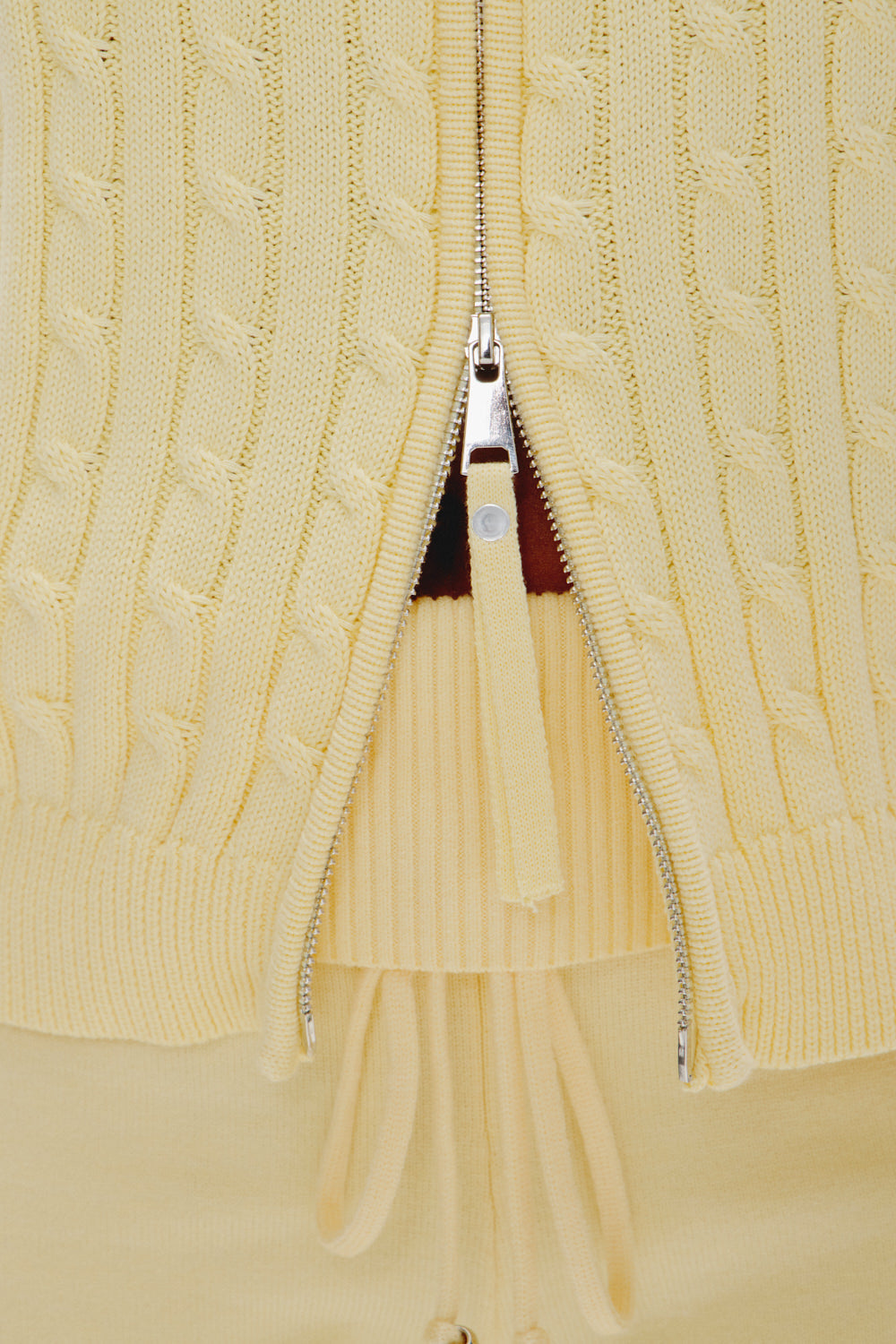 Bea Cable Knit Zip Up Sweater - Vanilla Sugar