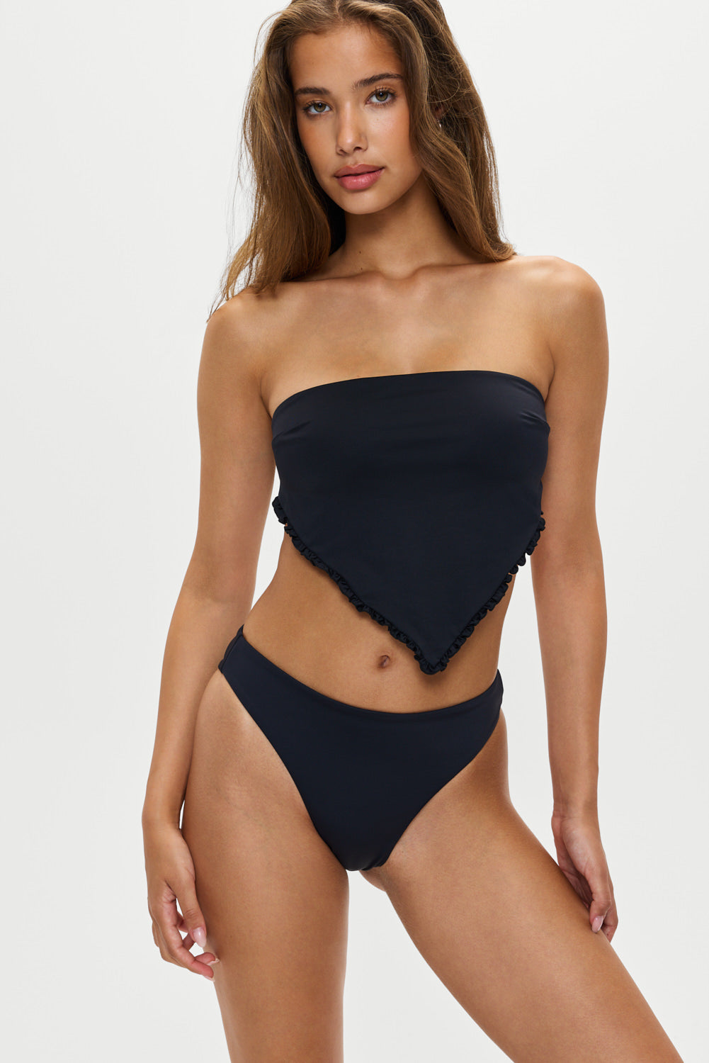 Beck High Waisted Bikini Bottom - Black