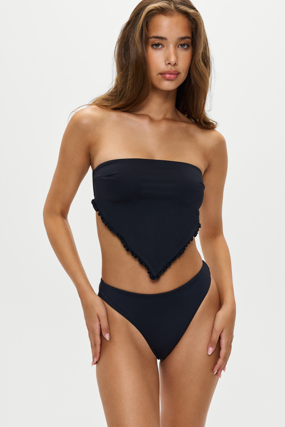 Beck High Waisted Bikini Bottom - Black